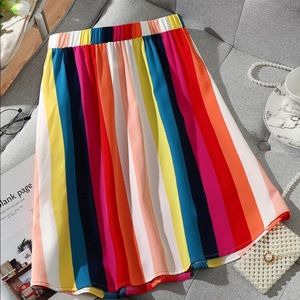 SHEIN Curve Rainbow Stripe A-Line Skirt